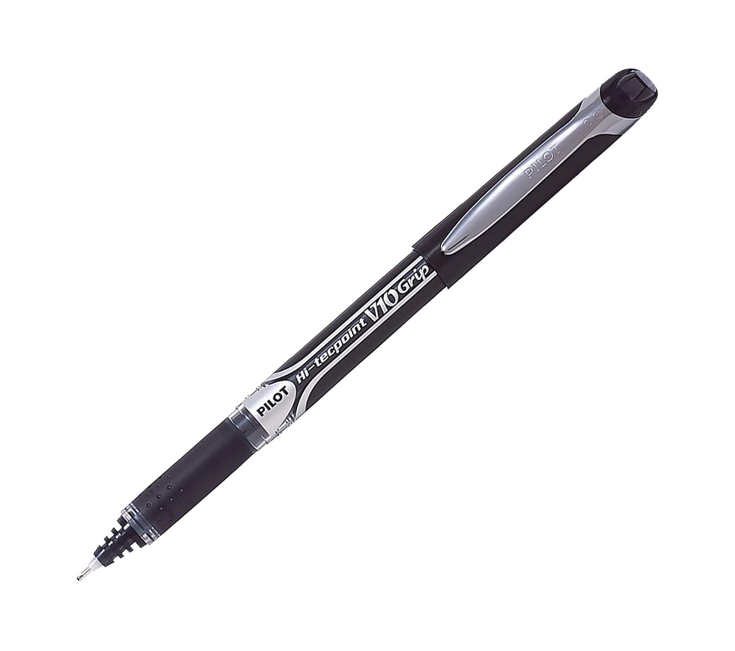 Pilot Hi-Tecpoint V10 Grip Black Rollerball Pen (Pack of 12 Pcs)